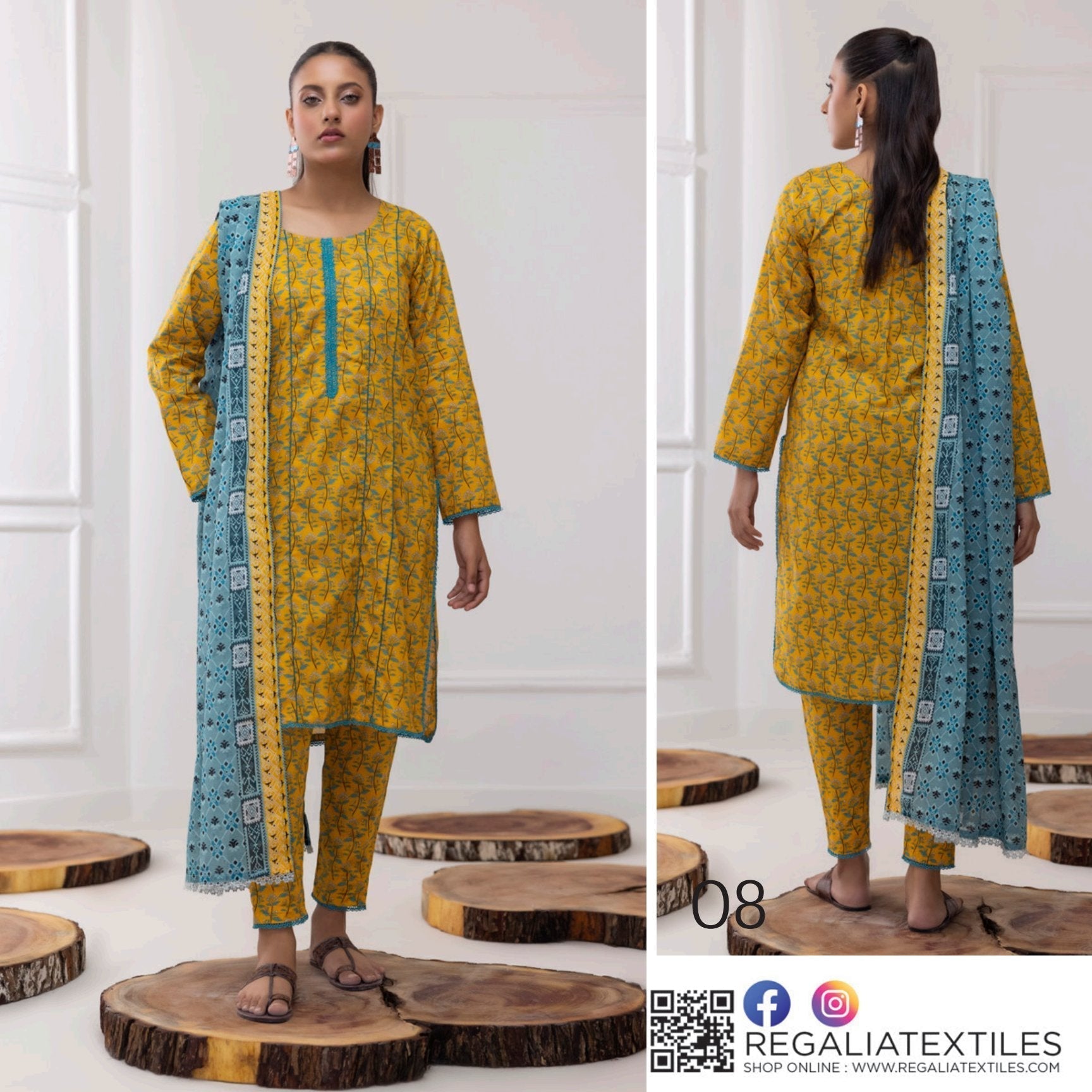 Identic Regalia All Over 3 Piece Digital Lawn ( Set -Pack of 5 Suits ) Category B Market Boy