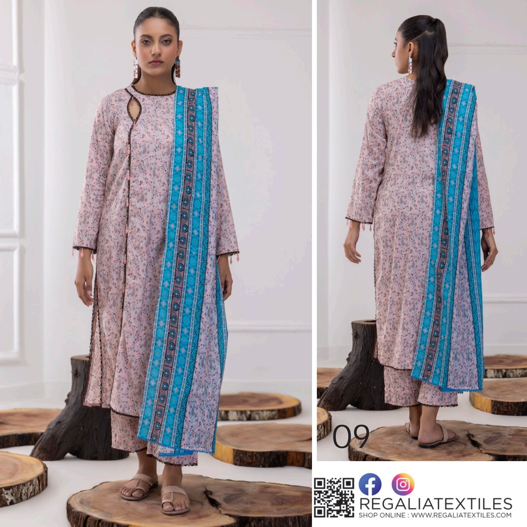 Identic Regalia All Over 3 Piece Digital Lawn ( Set -Pack of 5 Suits ) Category B Market Boy