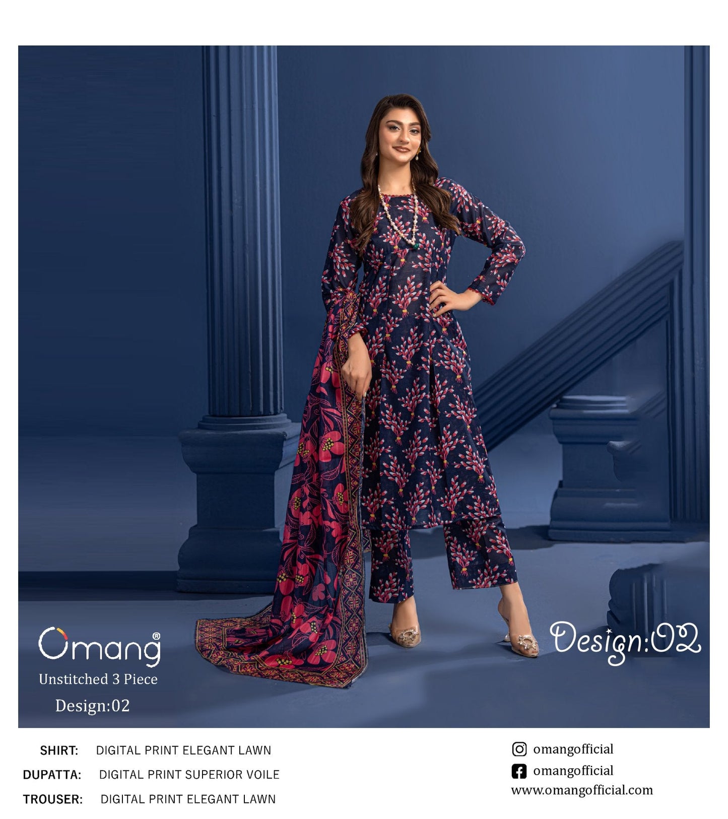OMANG DIGITAL PRINT 3PC LAWN 20 SUITS