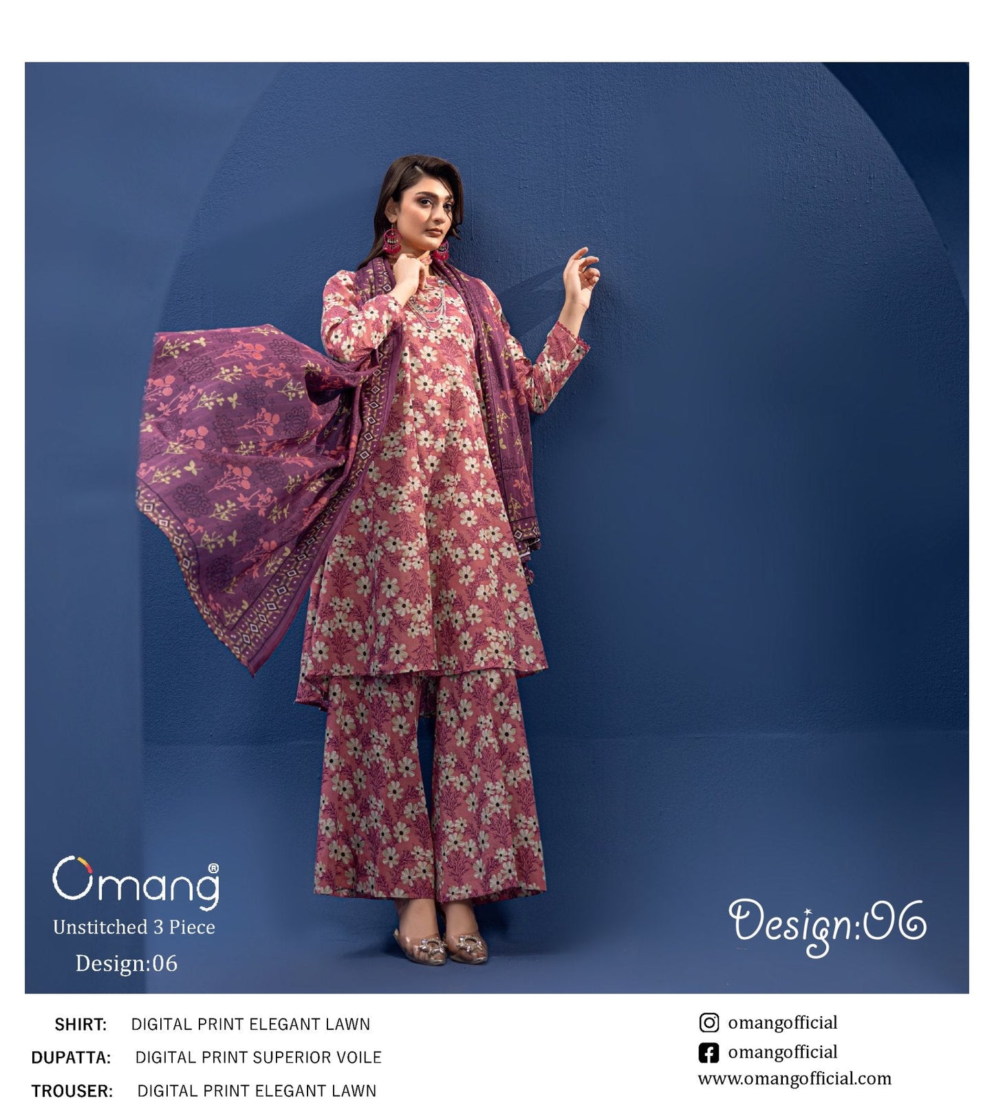 OMANG DIGITAL PRINT 3PC LAWN 20 SUITS
