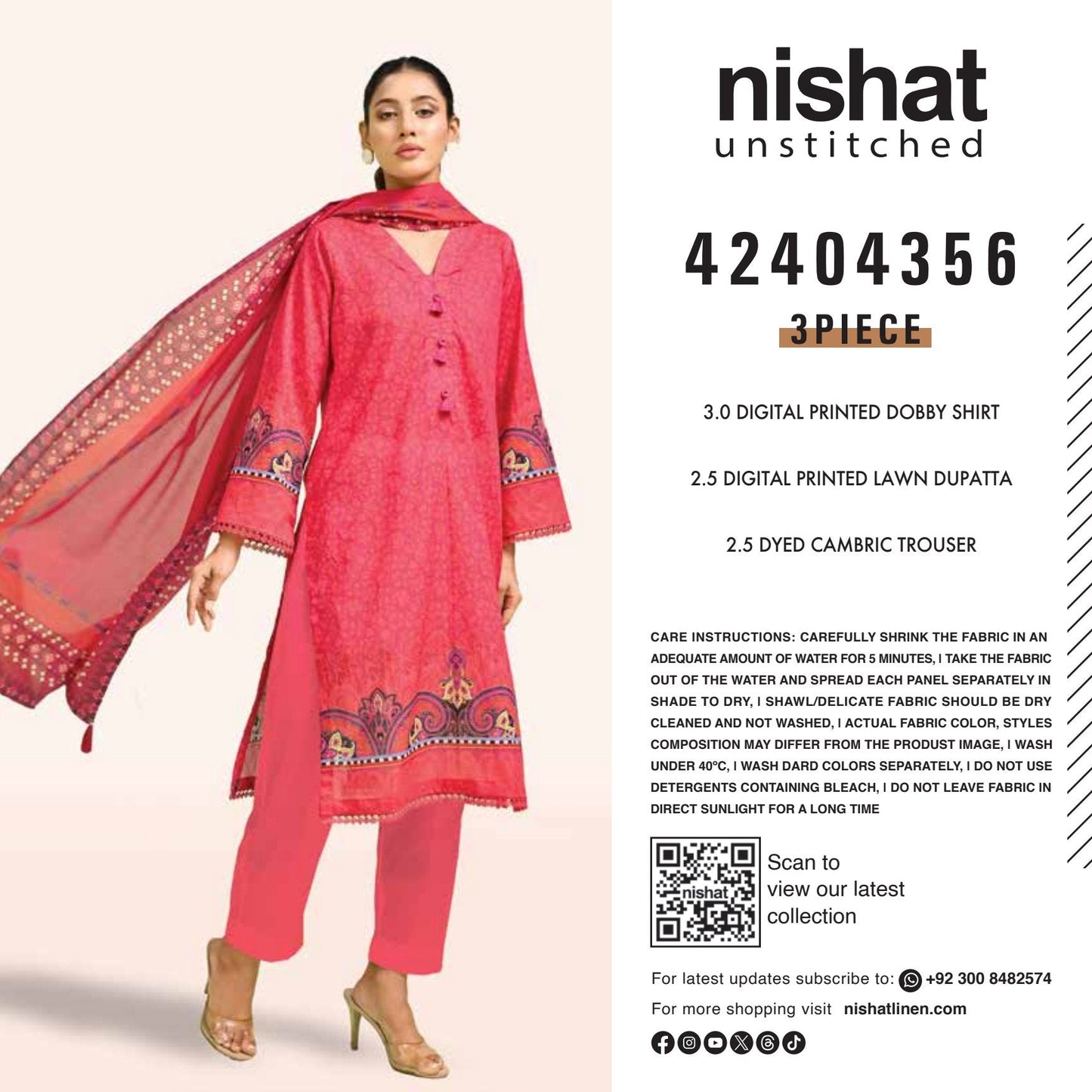 Nishat Digital Printed Lawn 3-PC (Set -Pack Of 4 Suits ) Category B Market Boy