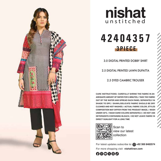 Nishat Digital Printed Lawn 3-PC (Set -Pack Of 4 Suits ) Category B Market Boy
