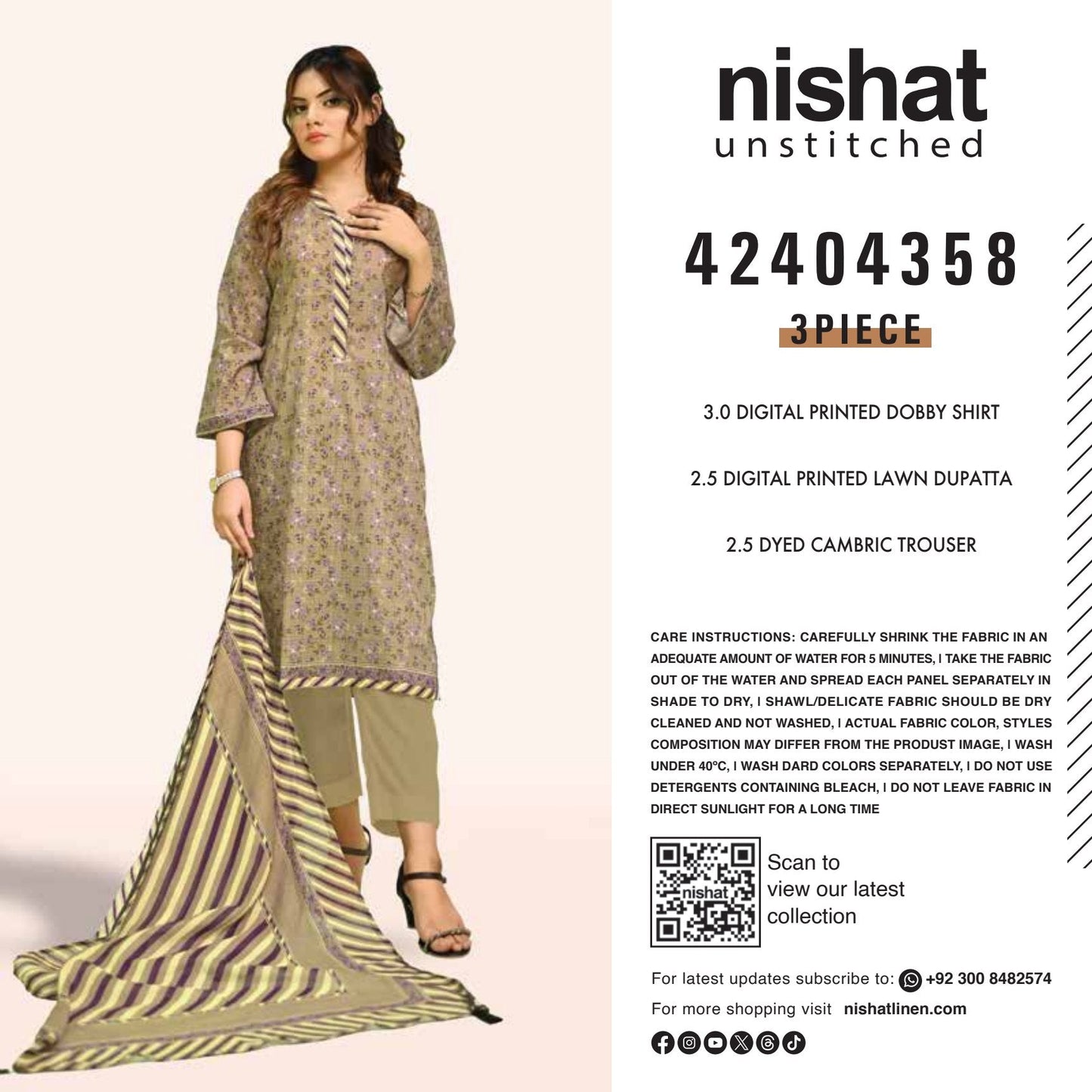 Nishat Digital Printed Lawn 3-PC (Set -Pack Of 4 Suits ) Category A Market Boy