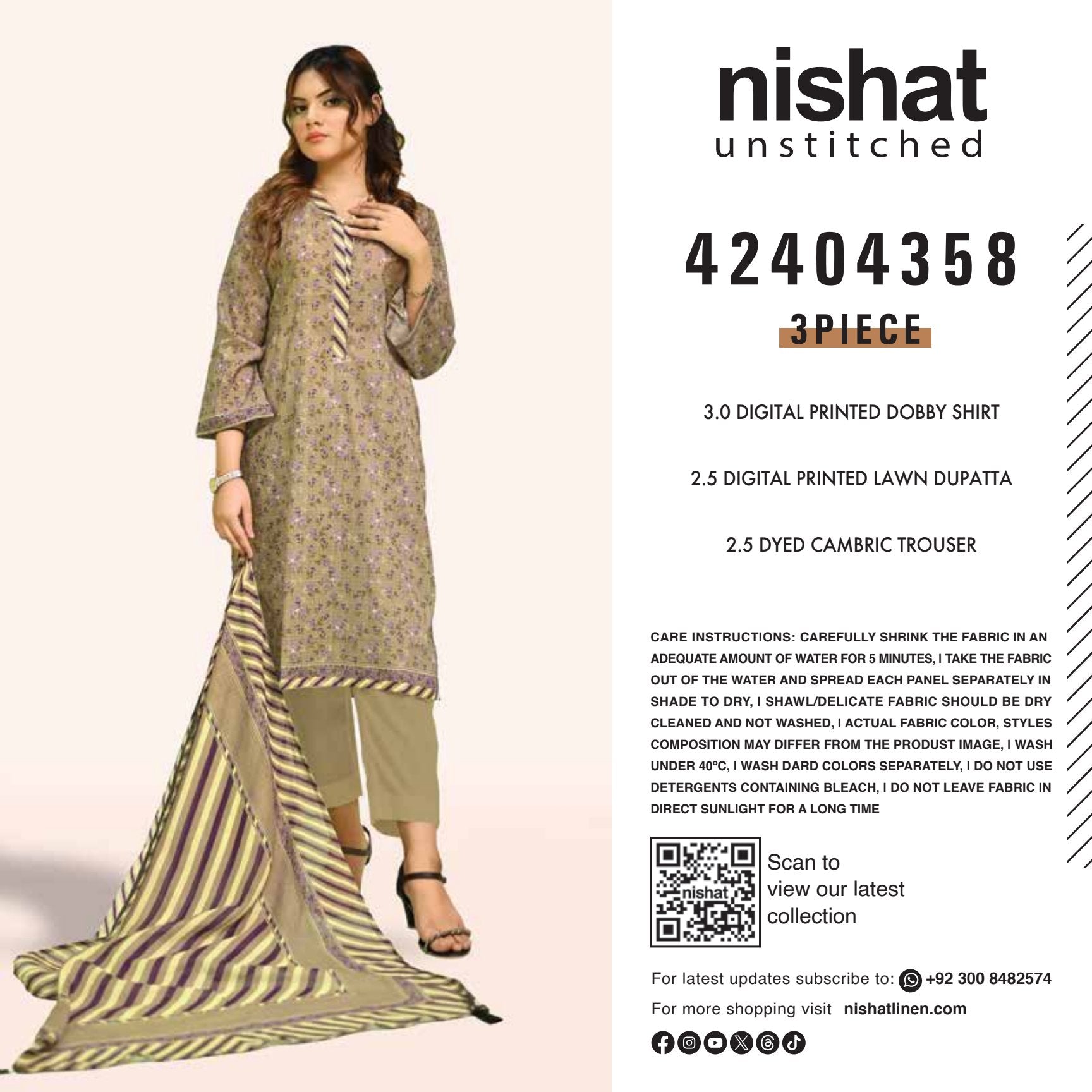 Nishat Digital Printed Lawn 3-PC (Set -Pack Of 4 Suits ) Category A Market Boy