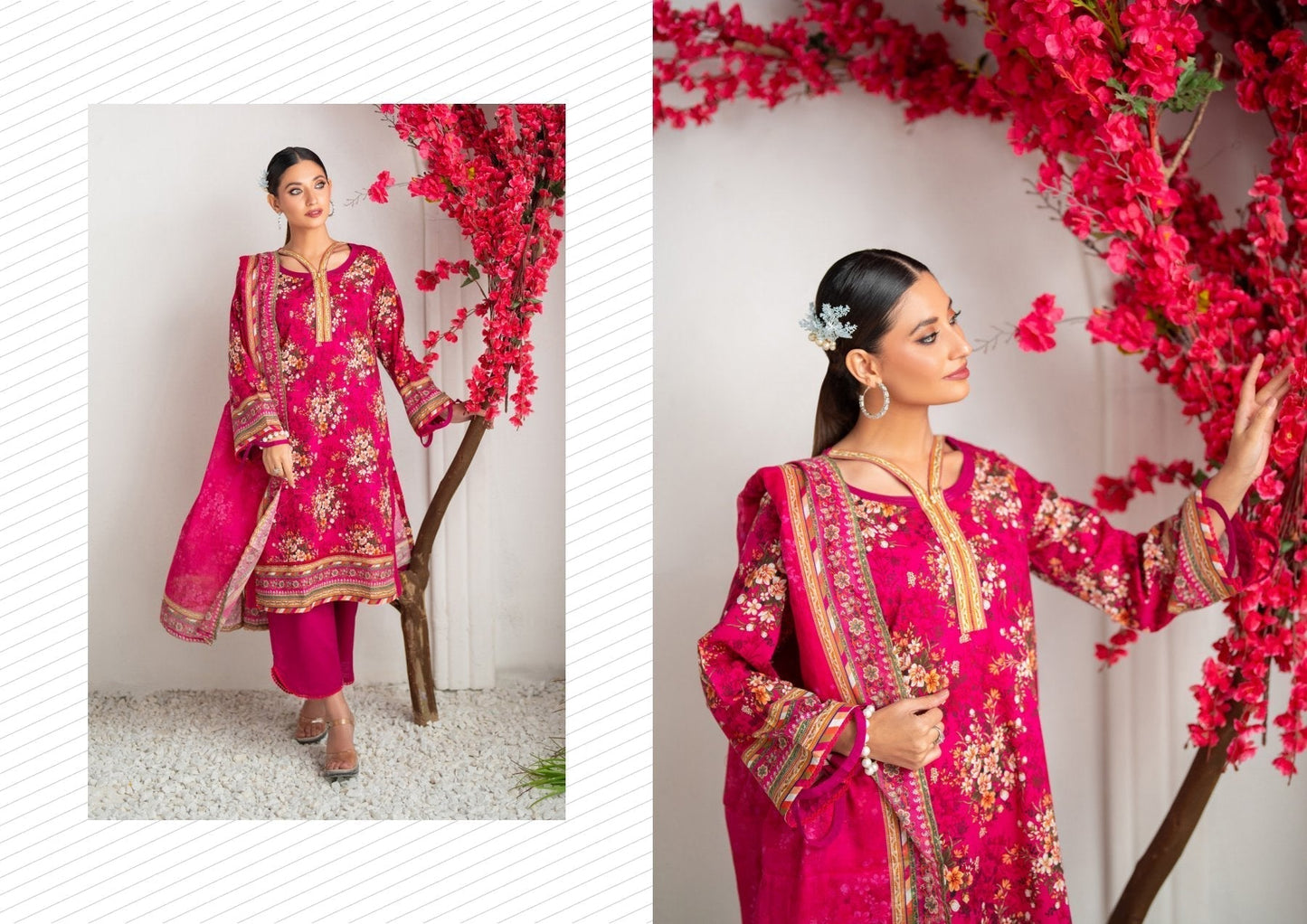 Salina Vol-7 Digital Printed Lawn     5 Suits Category A Market Boy
