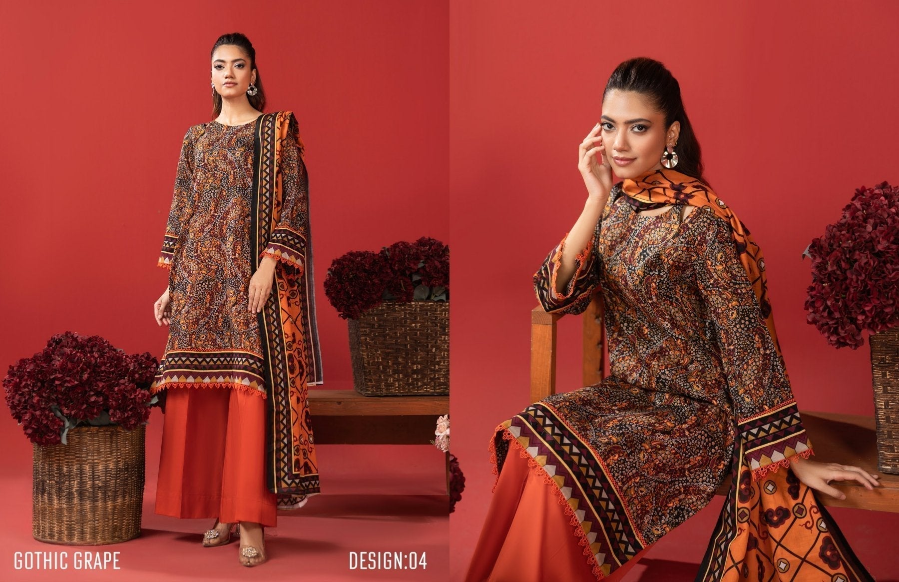 ORANG ORIGINAL BRAND 3-PC LAWN  (Set -Pack Of 4 Suits )Category B Market Boy