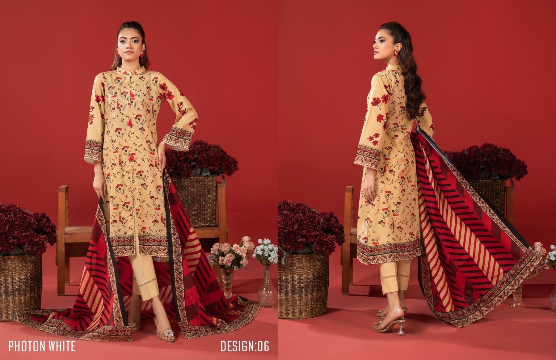 ORANG ORIGINAL BRAND 3-PC LAWN (Set -Pack Of 4 Suits )Category A Market Boy