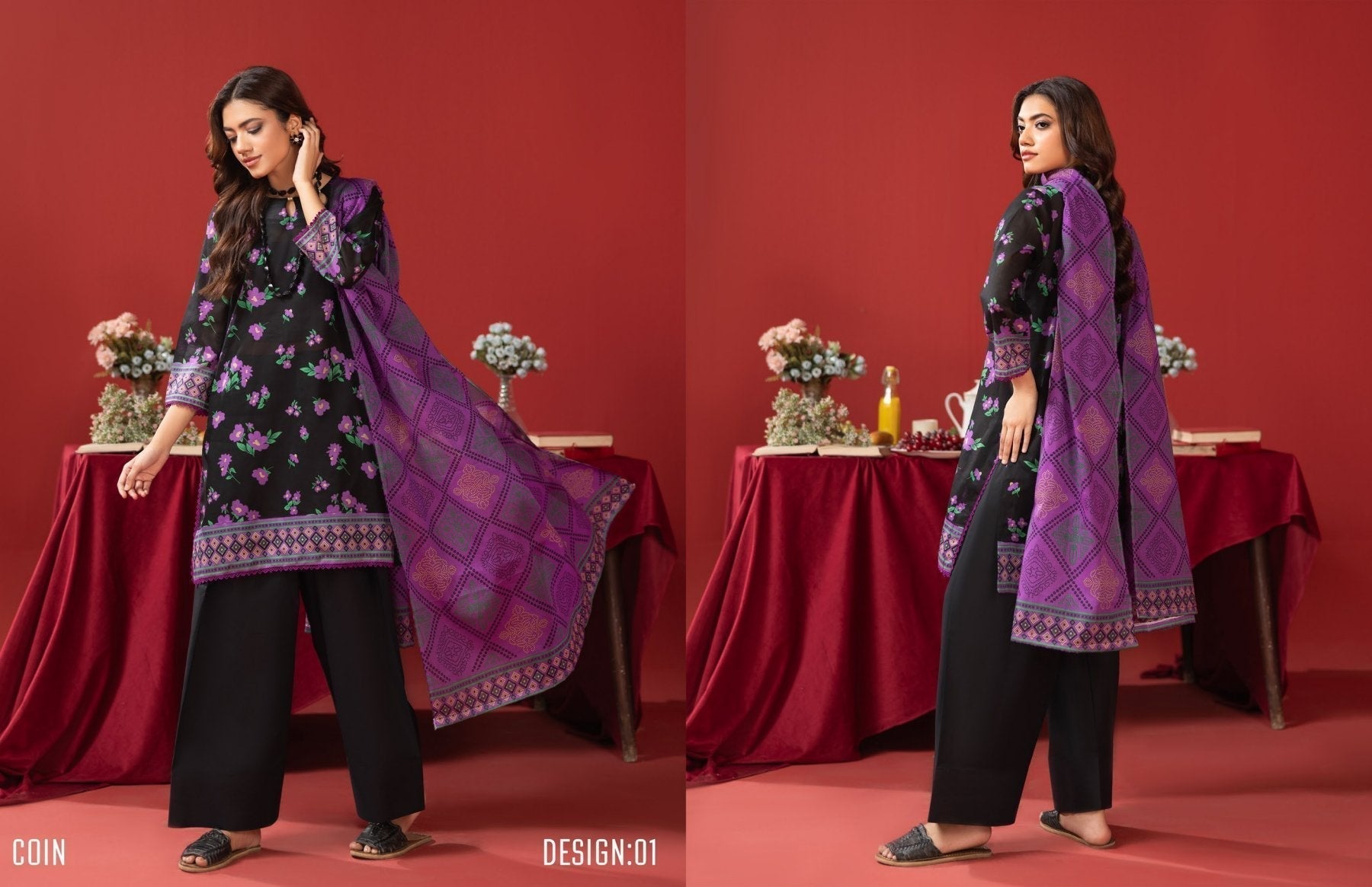 ORANG ORIGINAL BRAND 3-PC LAWN (Set -Pack Of 4 Suits )Category A Market Boy