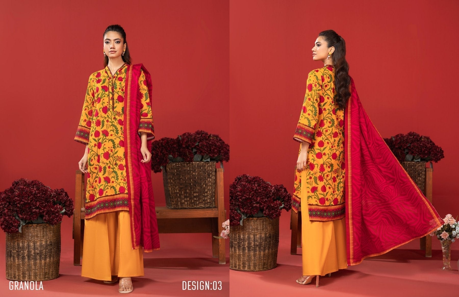 ORANG ORIGINAL BRAND 3-PC LAWN (Set -Pack Of 4 Suits )Category A Market Boy