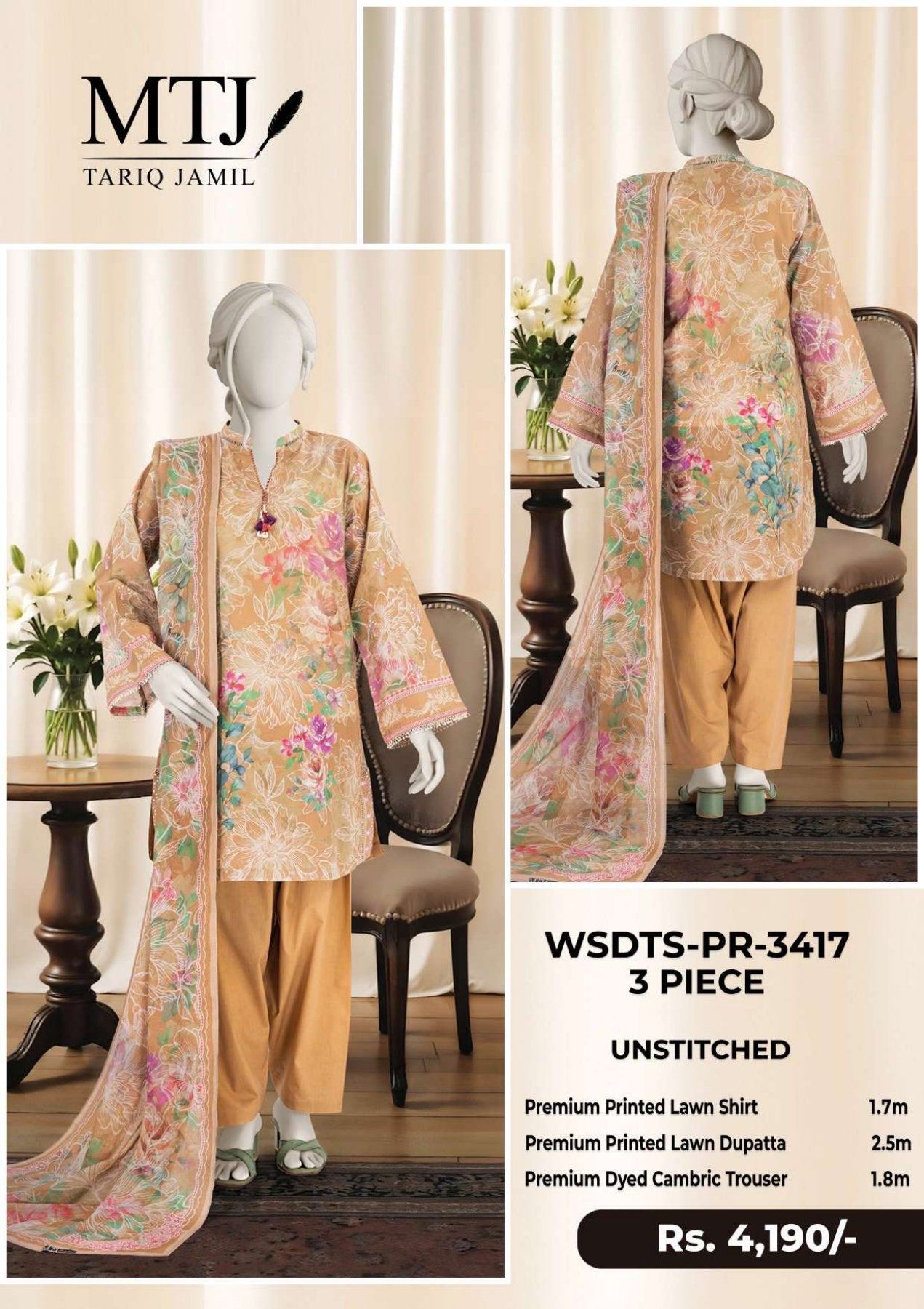 M T J  PRINTED LAWN 4-VOL                     5 Suits Category A Market Boy