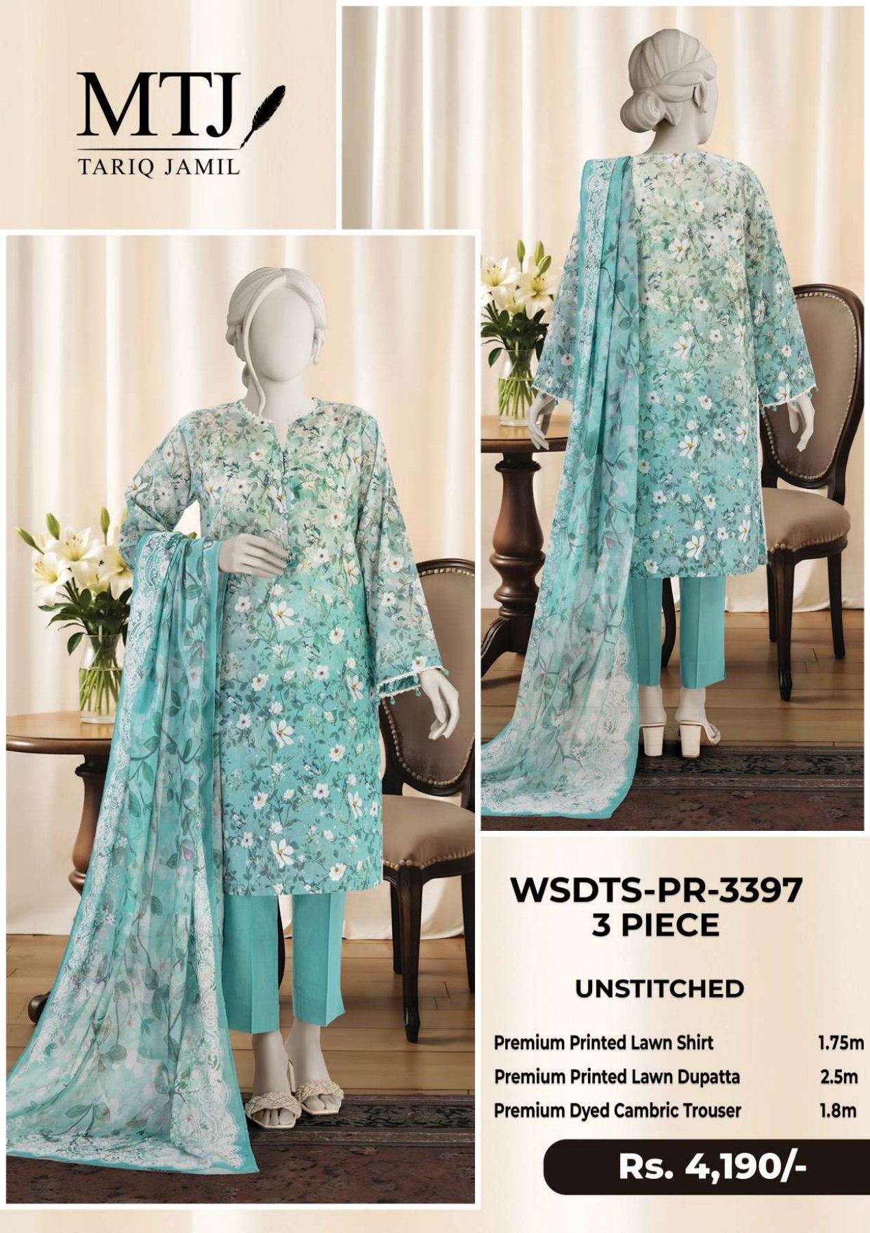 M T J  PRINTED LAWN 4-VOL                     5 Suits Category A Market Boy