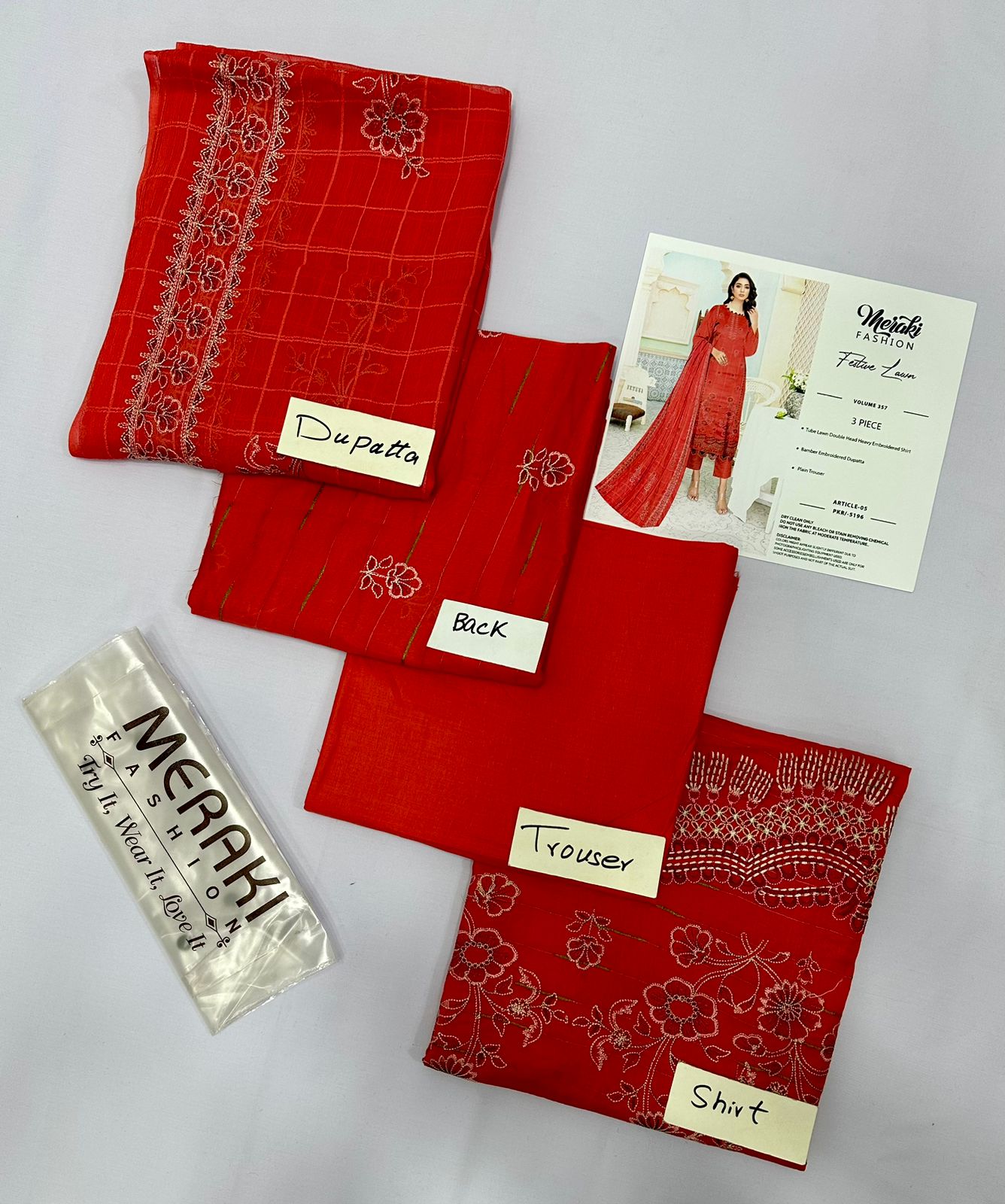 EMBROIDERY LAWN VOL 357 BAMBER DUPATTA(Set-Pack Of 4 Suits ) Category A Market Boy